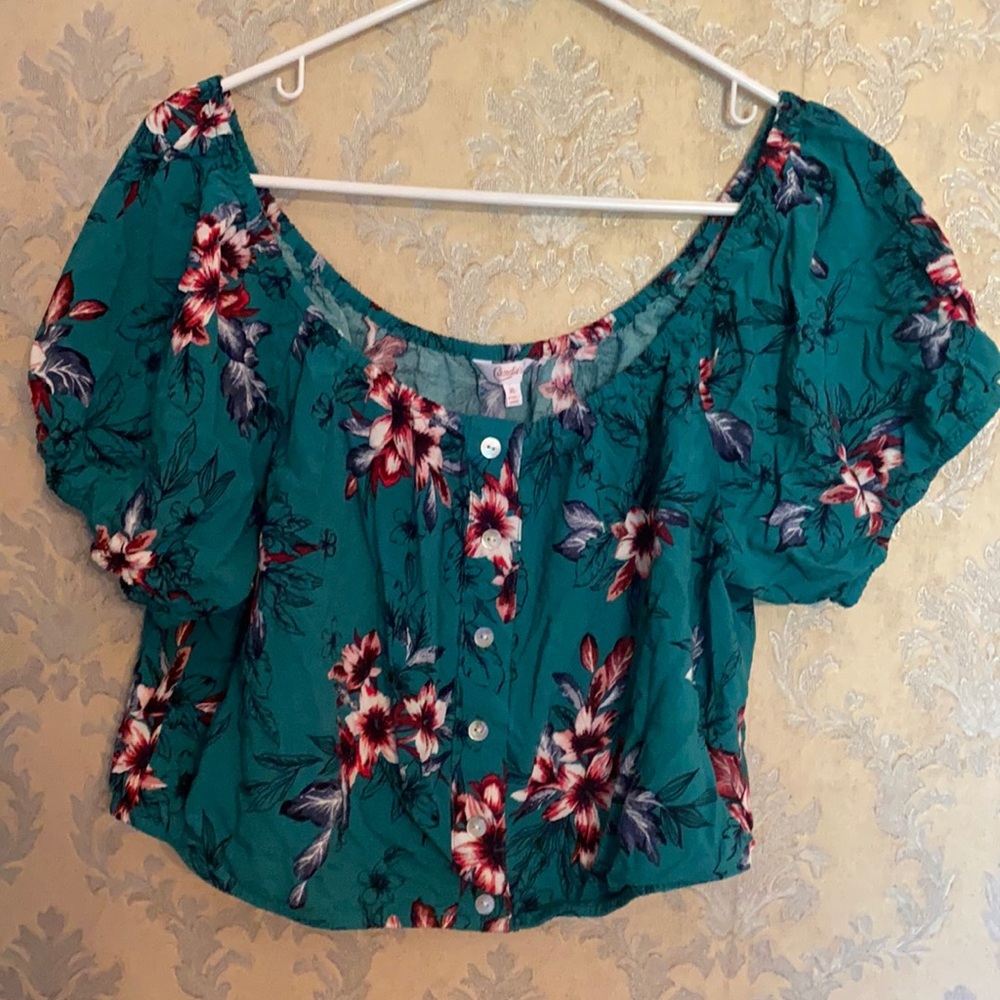 🎉5 for $25🎉 Green and Pink Floral Crop Top